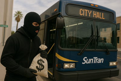 VOTE MONDAY & TUESDAY; BANK ROBBER ESCAPES USING THE FREE CRIME BUS; AND GOT AWAY!!!;  SEE TCFC on TELEMUNDO