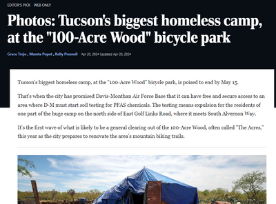 100 Acres Fentanyl Camp, Pictures AZ Daily Star, Mayor and Council Will Not Show You; PEDESTRIAN Deaths Continue to Climb in City of Tucson