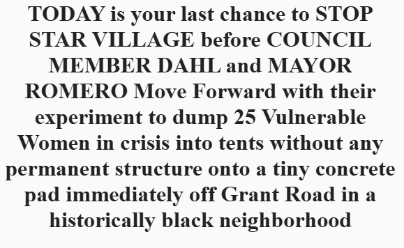 (LAST CHANCE) TONIGHT! STOP STAR VILLAGE! Donna Liggins Center, 6PM